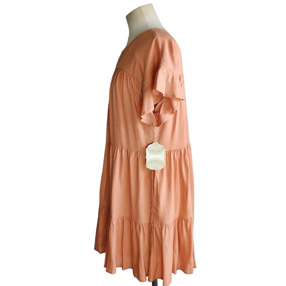 Altar'd State Linen Blend Mini Dress in Peach Coral Size Small